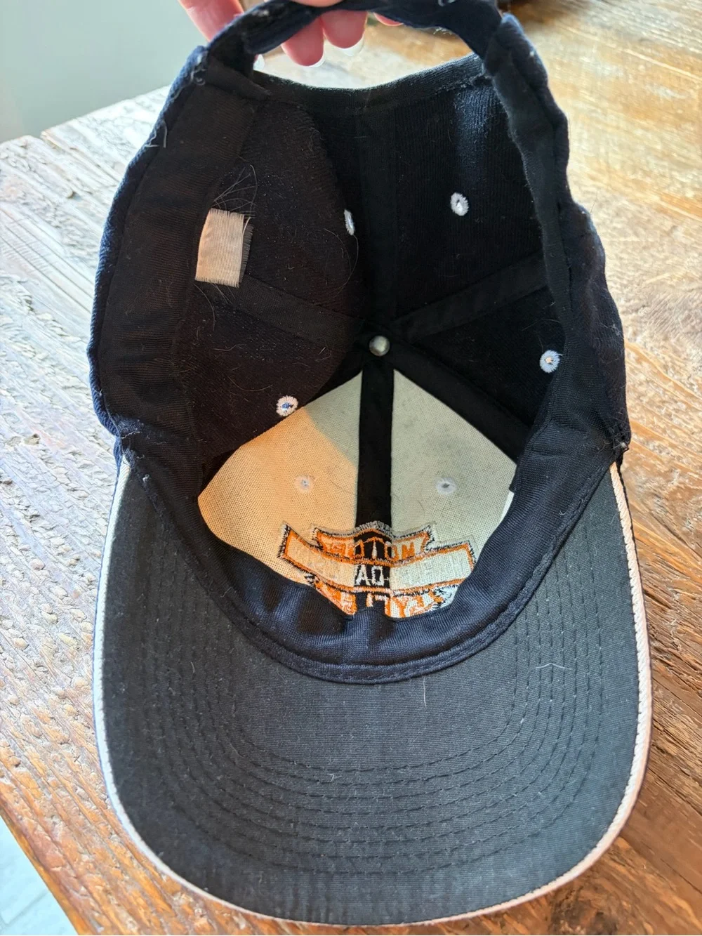 VTG Harley-Davidson Navy and Orange Bar & Shield Cap